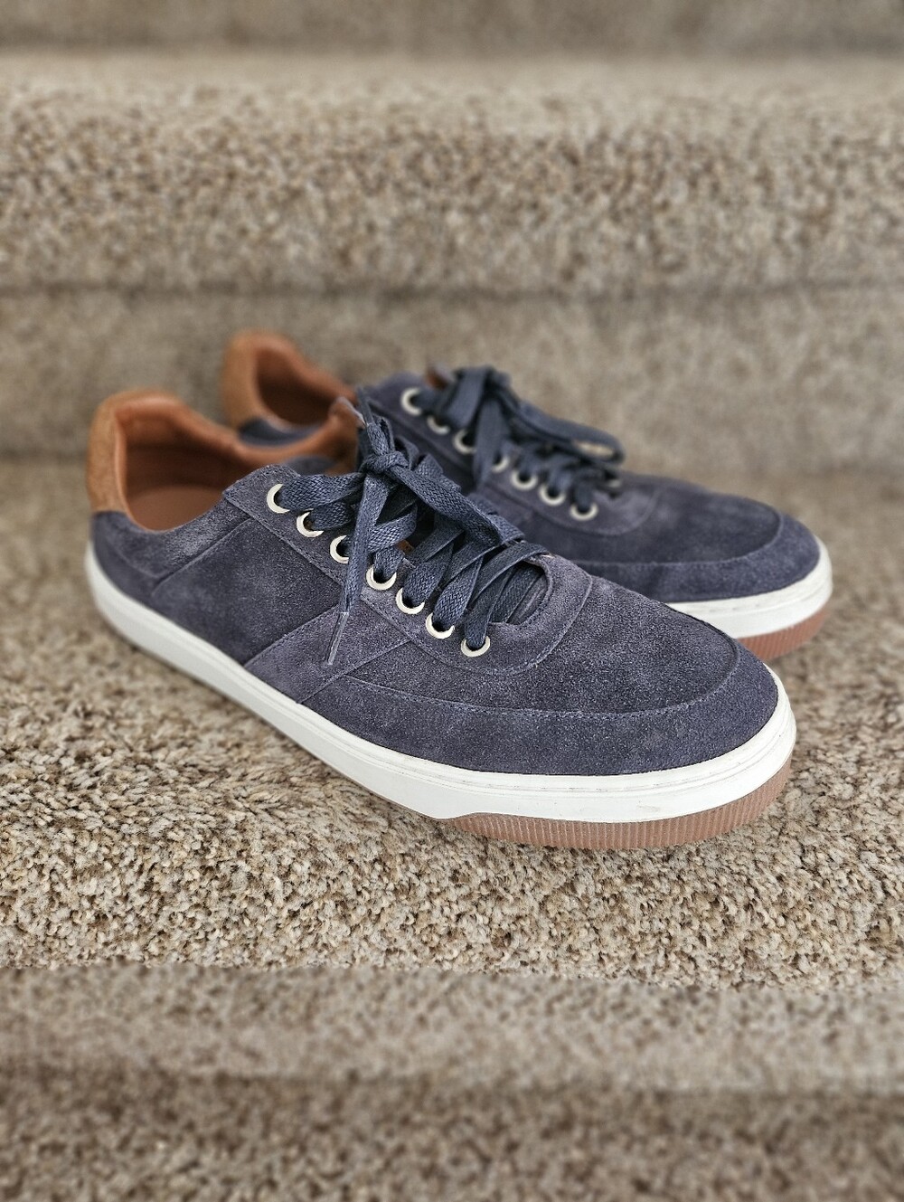 PETER MILLAR Vantage Blue Suede Leather Lace-Up Sneakers Size 10M